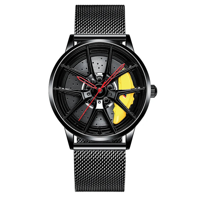 NEKTOM Men's Luxury Sports Watch | Car Rim Hub Wheel Design – Waterproof Quartz Wristwatch for Racing Enthusiasts