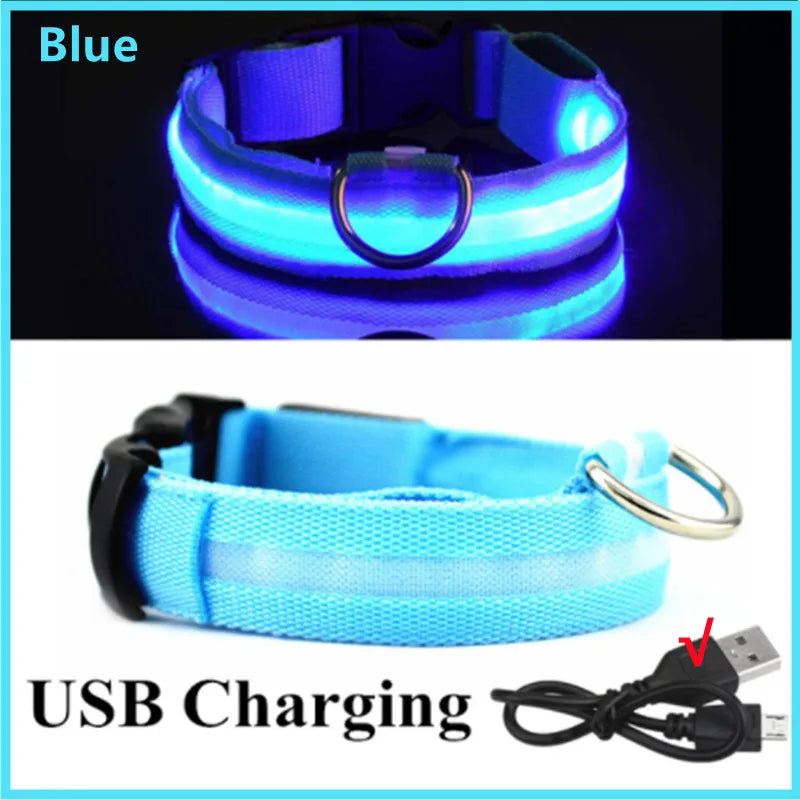 LED Glowing Dog Collar – Adjustable, Rechargeable, Flashing Light for Night Safety & Anti-Lost Protection