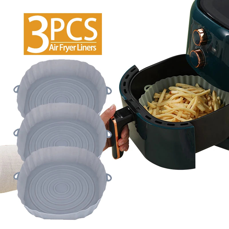 Reusable Air Fryer Silicone Pot | Non-Stick Baking Tray & Basket for Oven, Pizza, Fried Chicken & Grilling