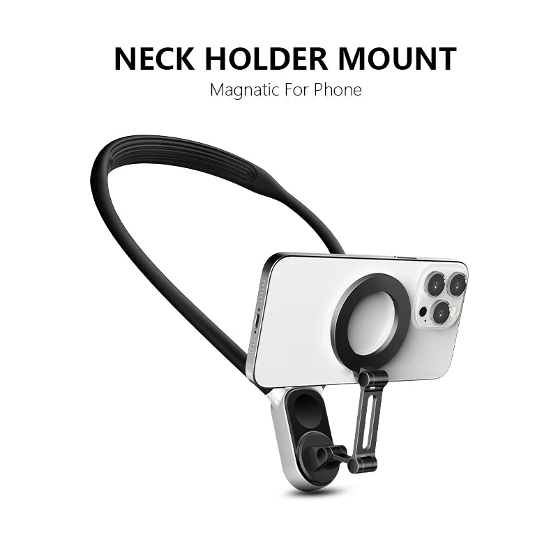 Magnetic Neck Holder Mount Necklace for Mobile Phones | 360° Adjustable POV Stand for iPhone & Android | Hands-Free Smartphone Accessory