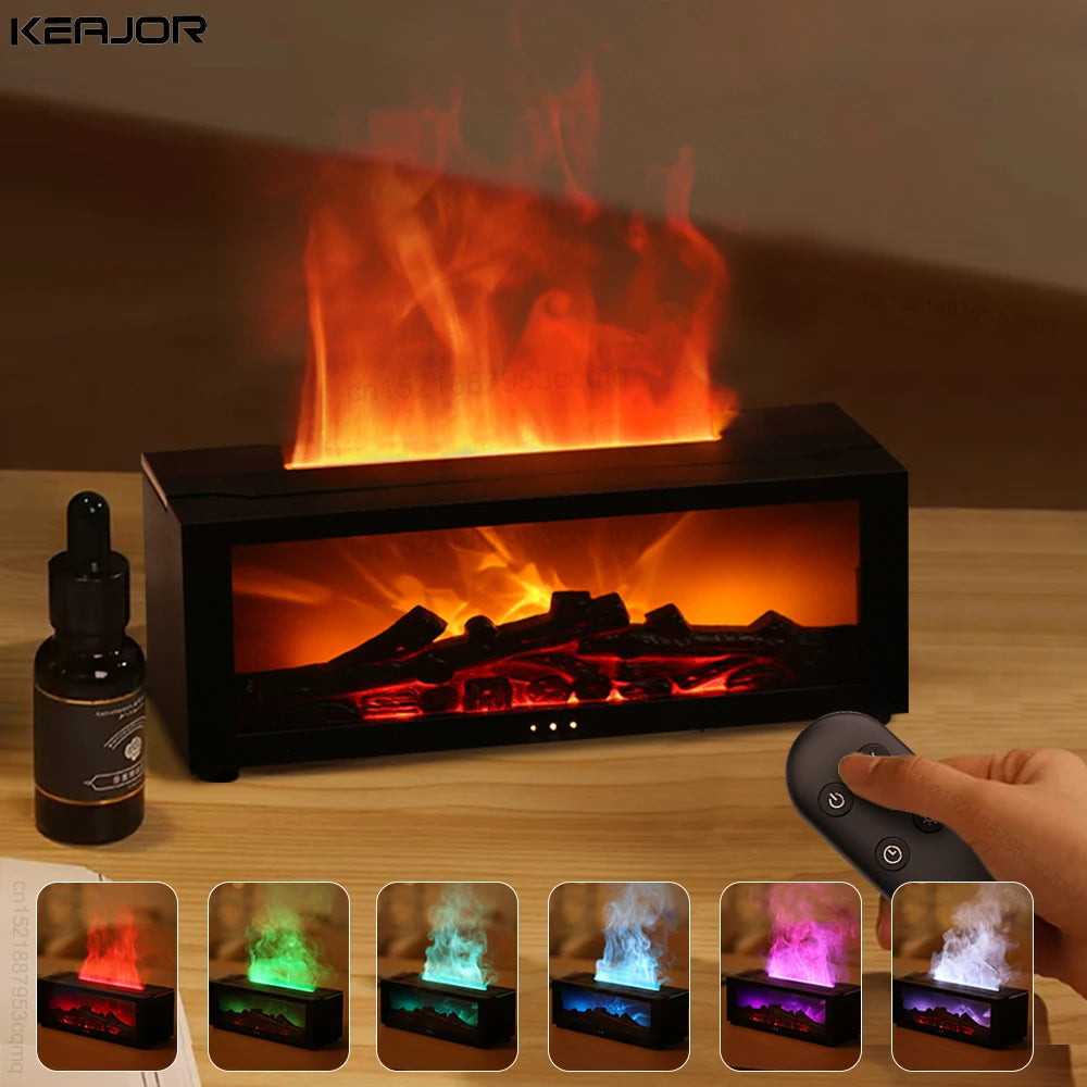 Enchanted Flame Aroma Diffuser & Humidifier – 7-Color RGB Mood Light, Remote Control, and Relaxing Essential Oil Aromatherapy for Home, Office, or Spa