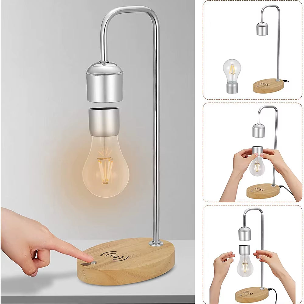 Magnetic Levitating LED Light Bulb | Floating Wireless Desk Lamp & Charger – Unique Home & Office Décor