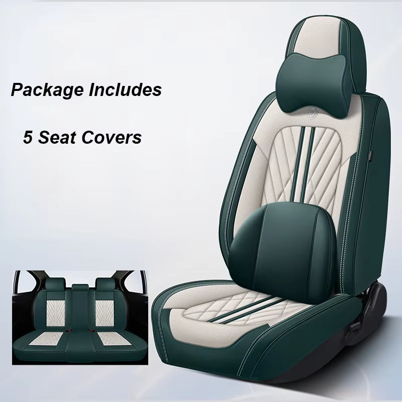 Premium Universal Leather Car Seat Covers - Full Set for Hyundai Solaris, Lancer X, Tiguan, HB20, Peugeot 508 | Stylish Auto Interior Accessories for Women