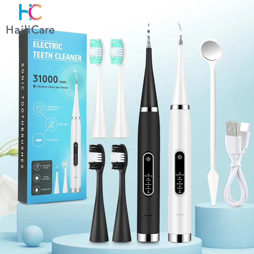 Electric Teeth Whitening & Plaque Removal Kit | Dental Calculus Scaler Sonic Tooth Cleaner | Tartar, Coffee Stain, & Plaque Remover