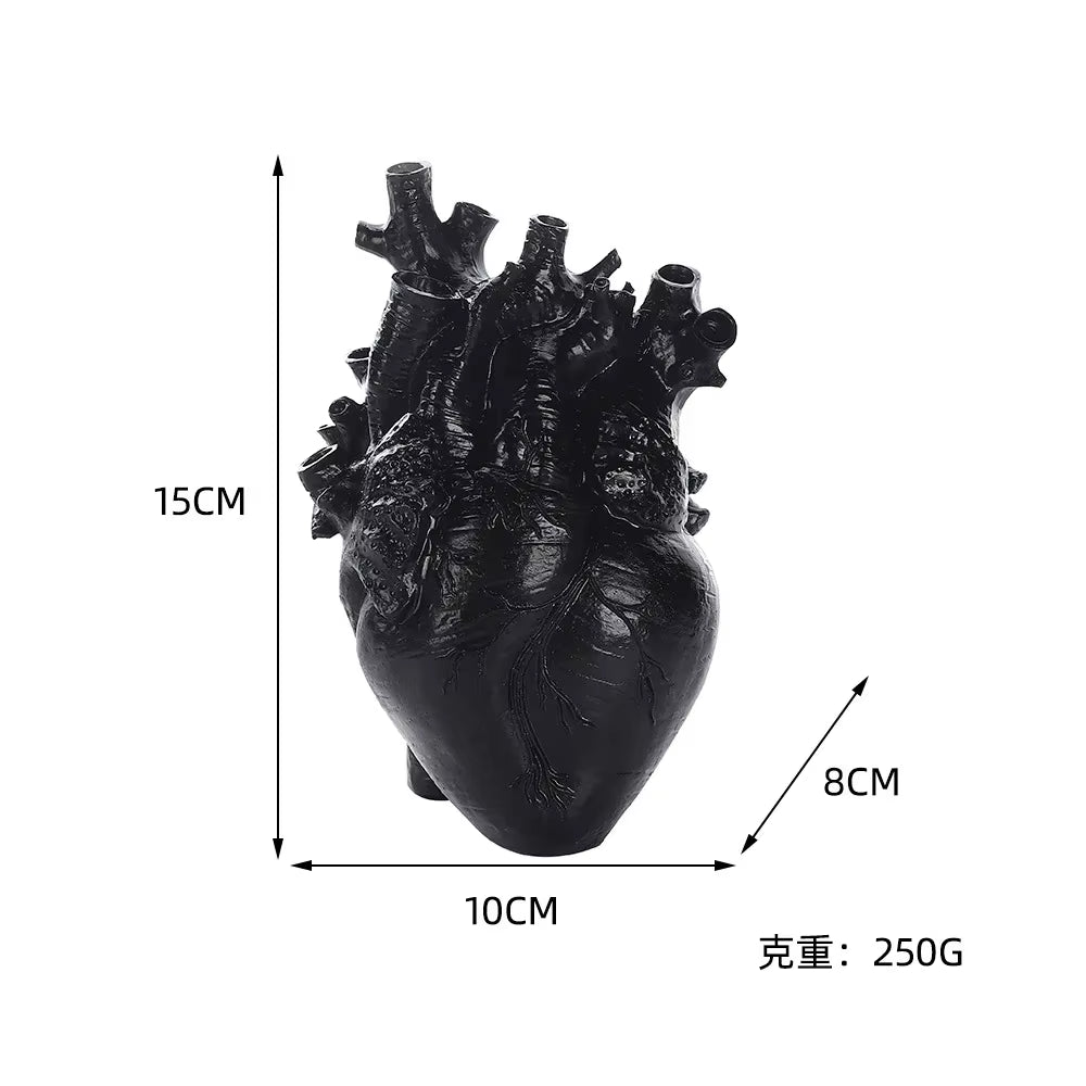 Modern Heart-Shaped Resin Vase | Black & White Minimalist Home Décor