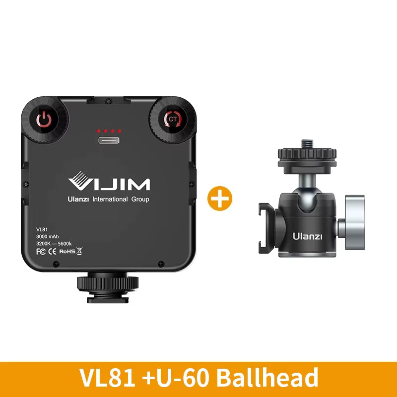 VL81 LED Video Light | 3200-5600K Adjustable Mini Vlog Fill Light – 3000mAh Rechargeable Panel for Photography & Video