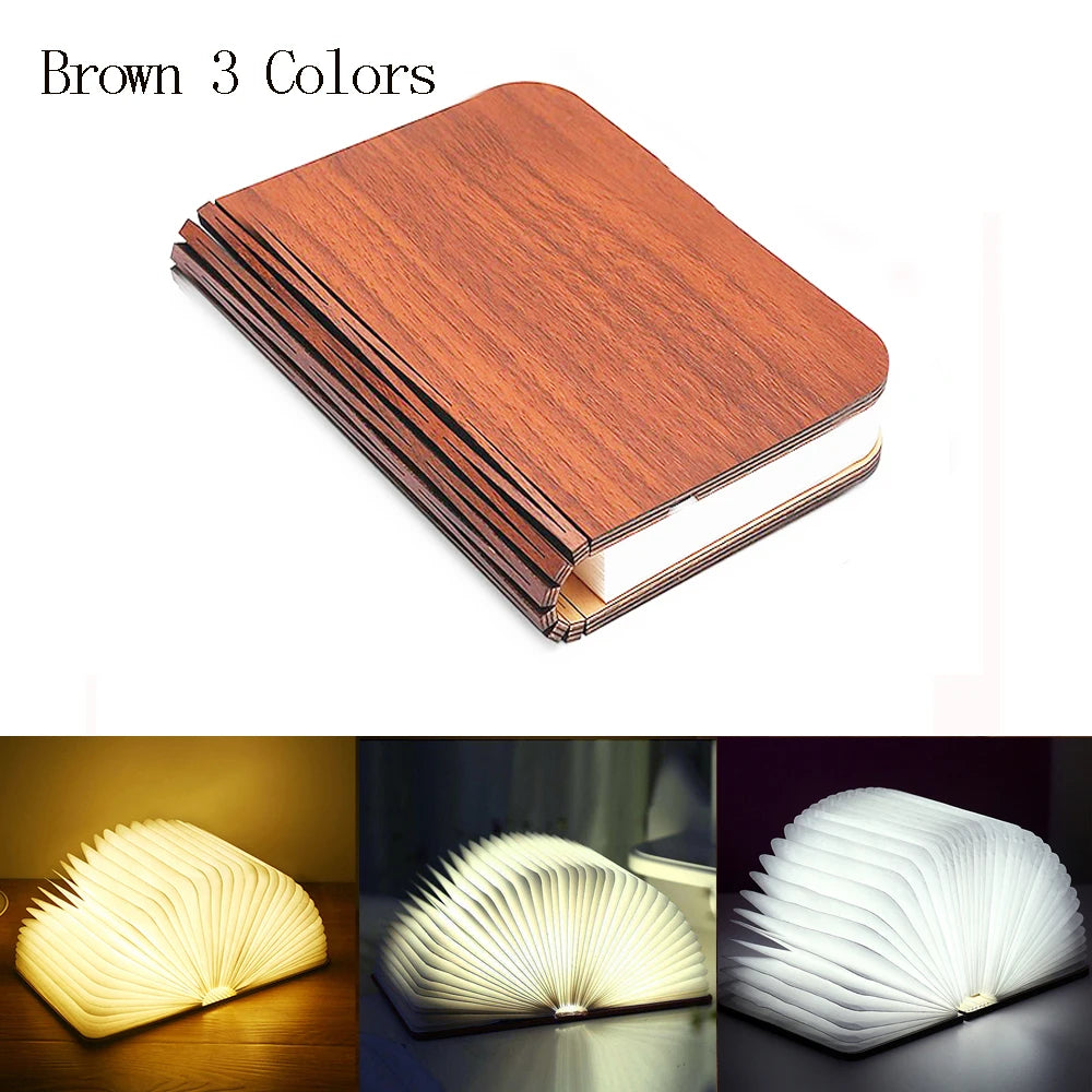 LED Foldable Book Light – Creative Wooden Rechargeable Night Lamp, Perfect Gift for Kids & Book Lovers