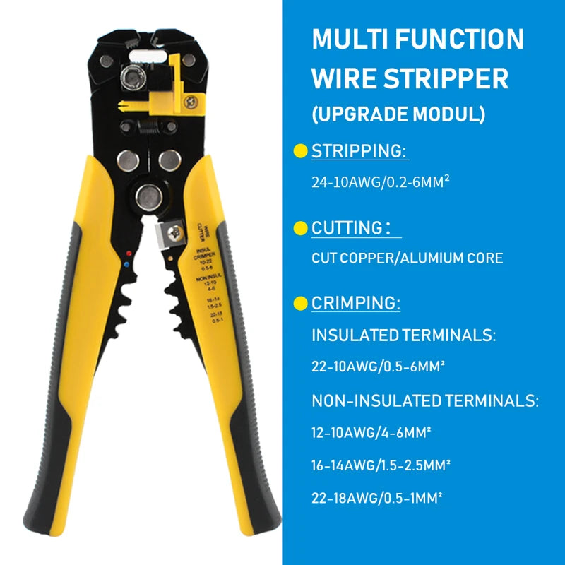 Adjustable Automatic Wire Stripper & Crimper | Multifunctional Cable Cutter & Terminal Crimping Pliers