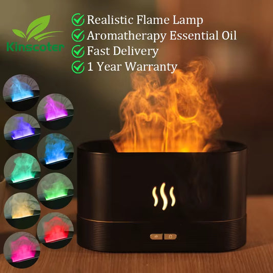 Ultrasonic Flame Aroma Diffuser – Cool Mist Humidifier & Essential Oil Diffuser with LED Light