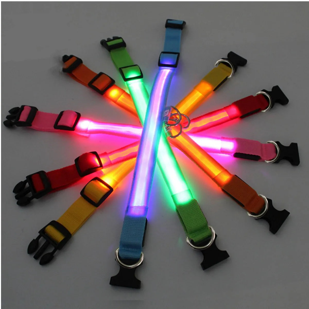 LED Glowing Dog Collar – Adjustable, Rechargeable, Flashing Light for Night Safety & Anti-Lost Protection