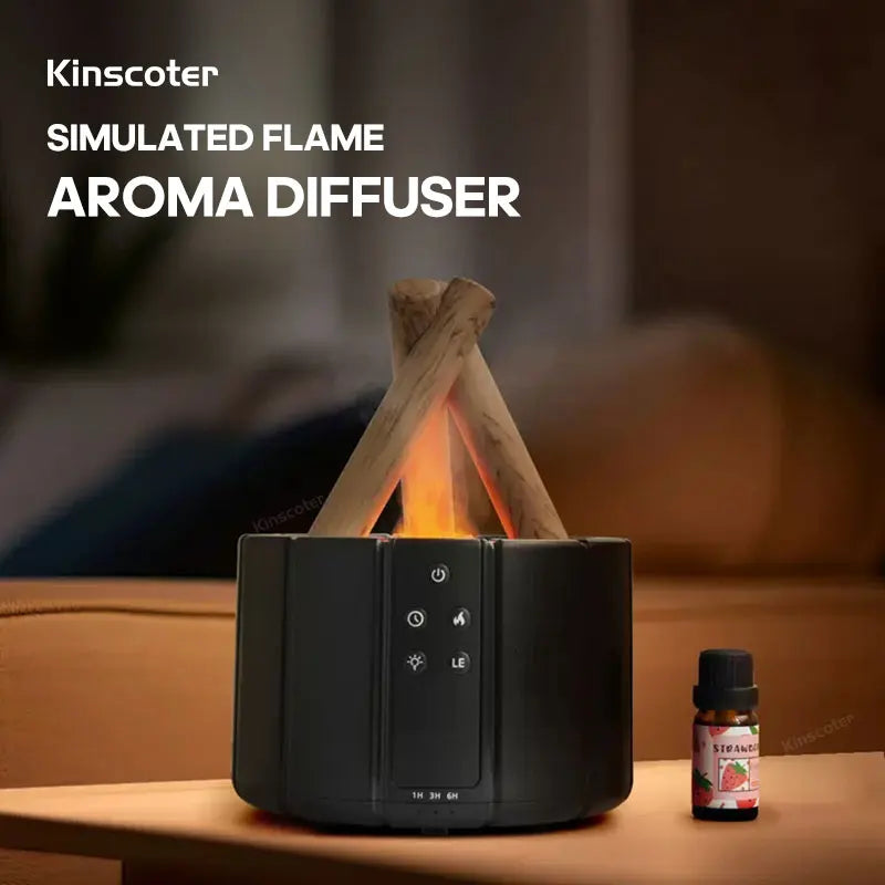 🔥 Simulated Flame Essential Oil Diffuser & Cool Mist Humidifier | Bonfire LED Night Light | Ultrasonic Aroma Fogger