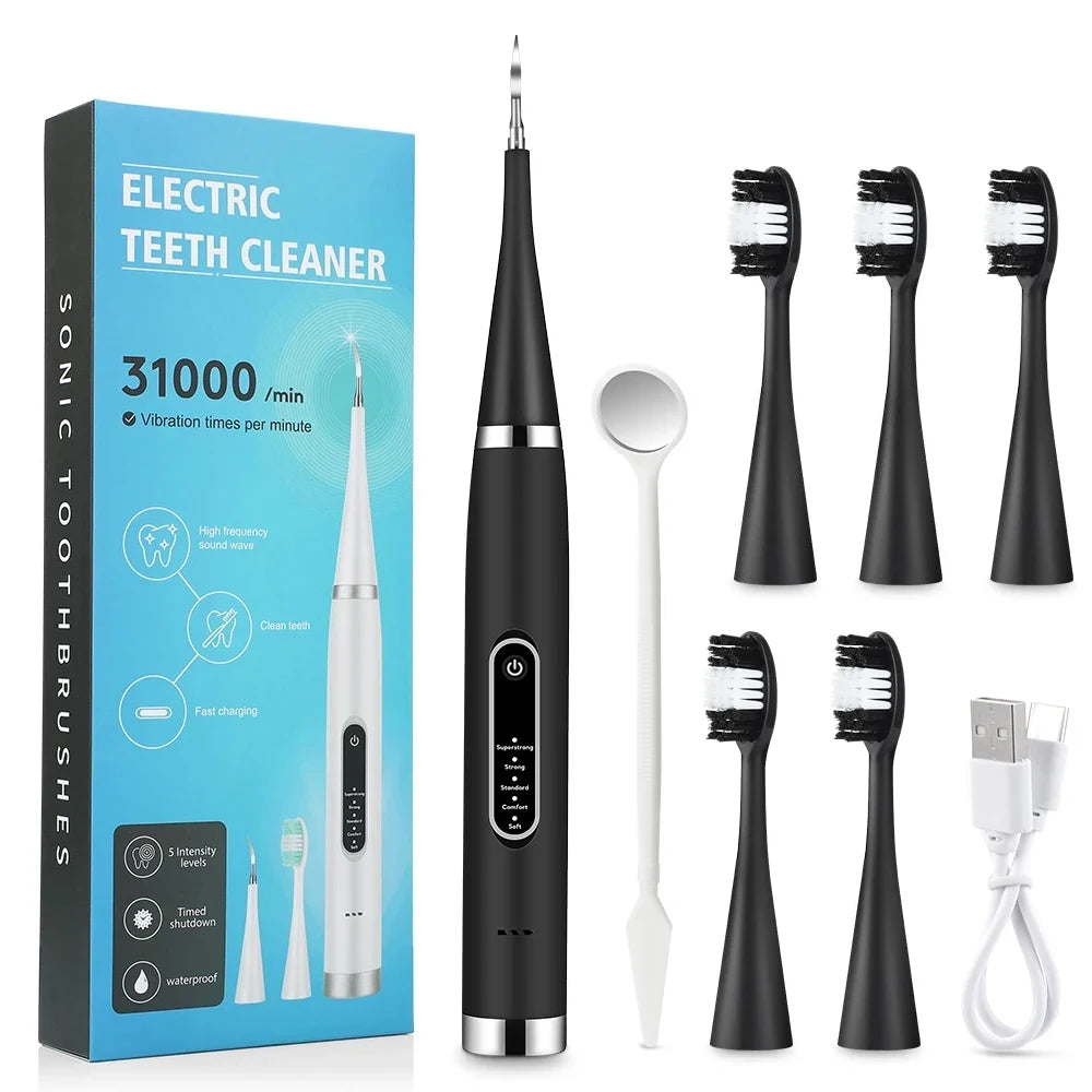 Electric Teeth Whitening & Plaque Removal Kit | Dental Calculus Scaler Sonic Tooth Cleaner | Tartar, Coffee Stain, & Plaque Remover