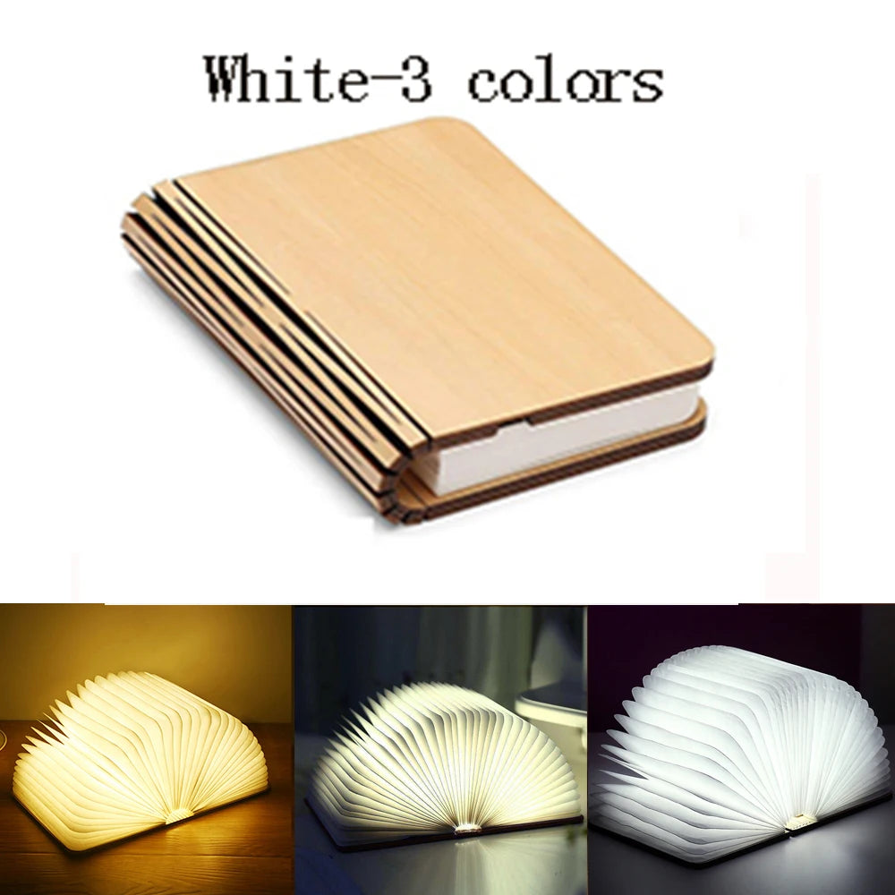 LED Foldable Book Light – Creative Wooden Rechargeable Night Lamp, Perfect Gift for Kids & Book Lovers