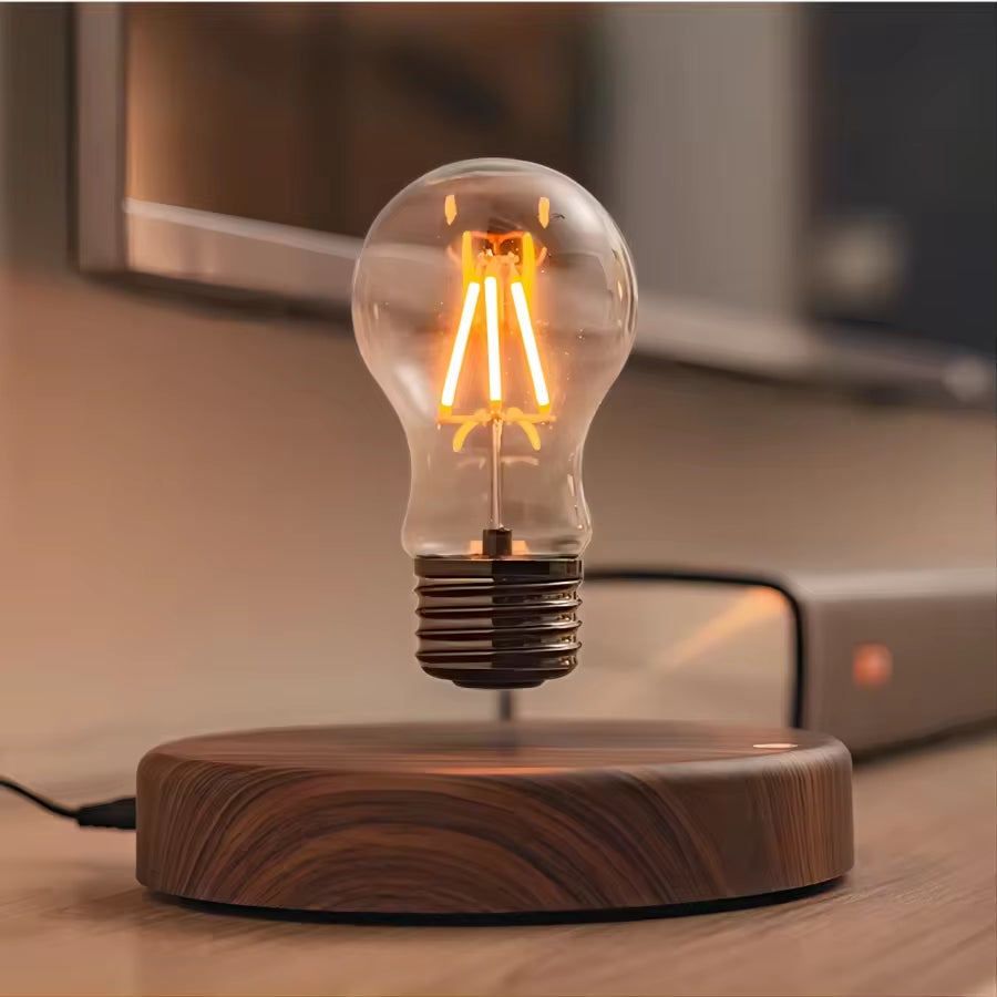 Magnetic Levitation Floating Lamp – Creative LED Bulb with 360° Rotation, Warm White Light, Home & Office Desk Decoration