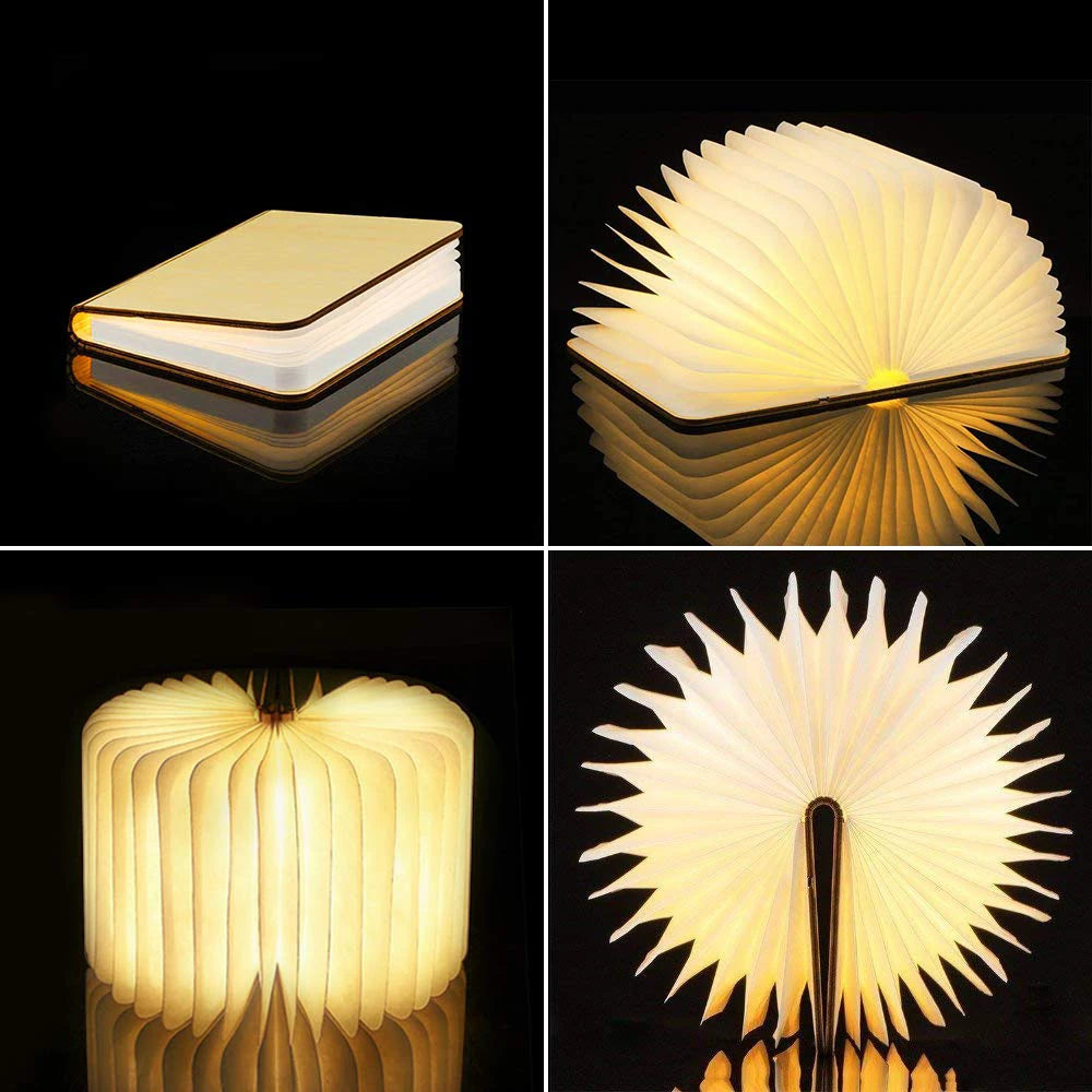 LED Foldable Book Light – Creative Wooden Rechargeable Night Lamp, Perfect Gift for Kids & Book Lovers