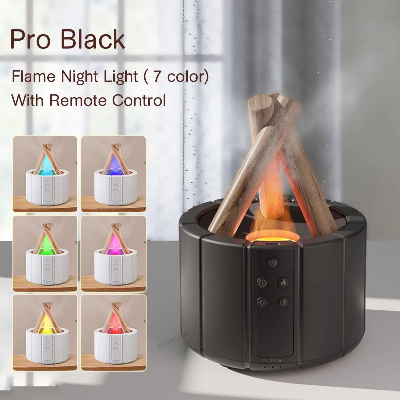 🔥 Simulated Flame Essential Oil Diffuser & Cool Mist Humidifier | Bonfire LED Night Light | Ultrasonic Aroma Fogger