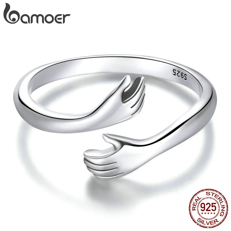 925 Sterling Silver Hug Ring | Adjustable Symbol of Warmth & Love – Elegant Gift for Women