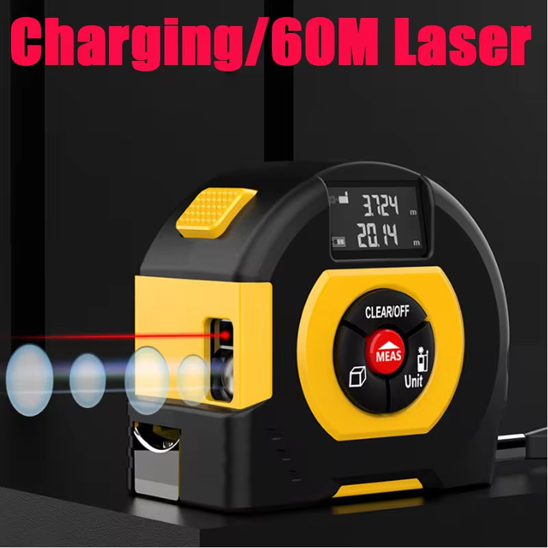 3-in-1 Laser Tape Measure | High-Precision Digital Laser Distance Rangefinder with Infrared and Cross Marking Line