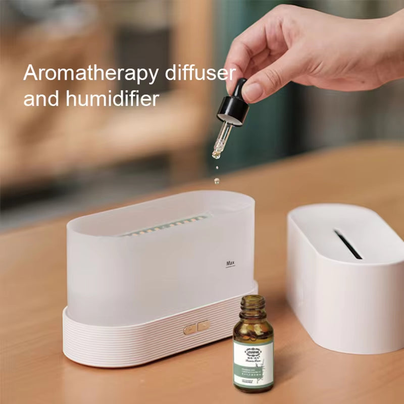 Ultrasonic Flame Aroma Diffuser – Cool Mist Humidifier & Essential Oil Diffuser with LED Light