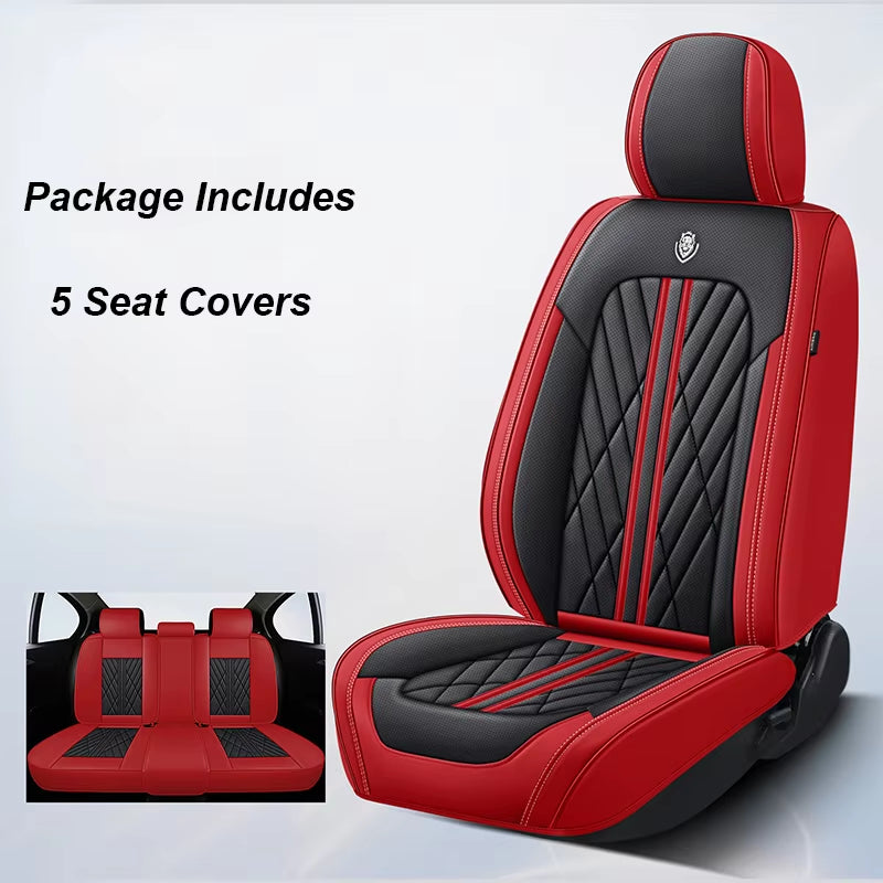 Premium Universal Leather Car Seat Covers - Full Set for Hyundai Solaris, Lancer X, Tiguan, HB20, Peugeot 508 | Stylish Auto Interior Accessories for Women