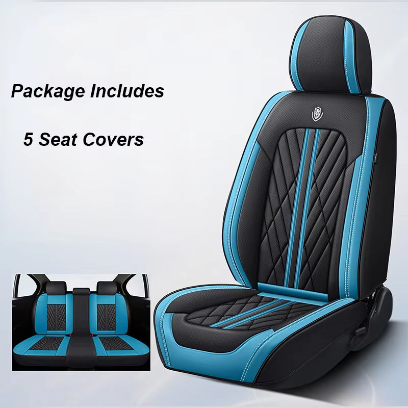 Premium Universal Leather Car Seat Covers - Full Set for Hyundai Solaris, Lancer X, Tiguan, HB20, Peugeot 508 | Stylish Auto Interior Accessories for Women