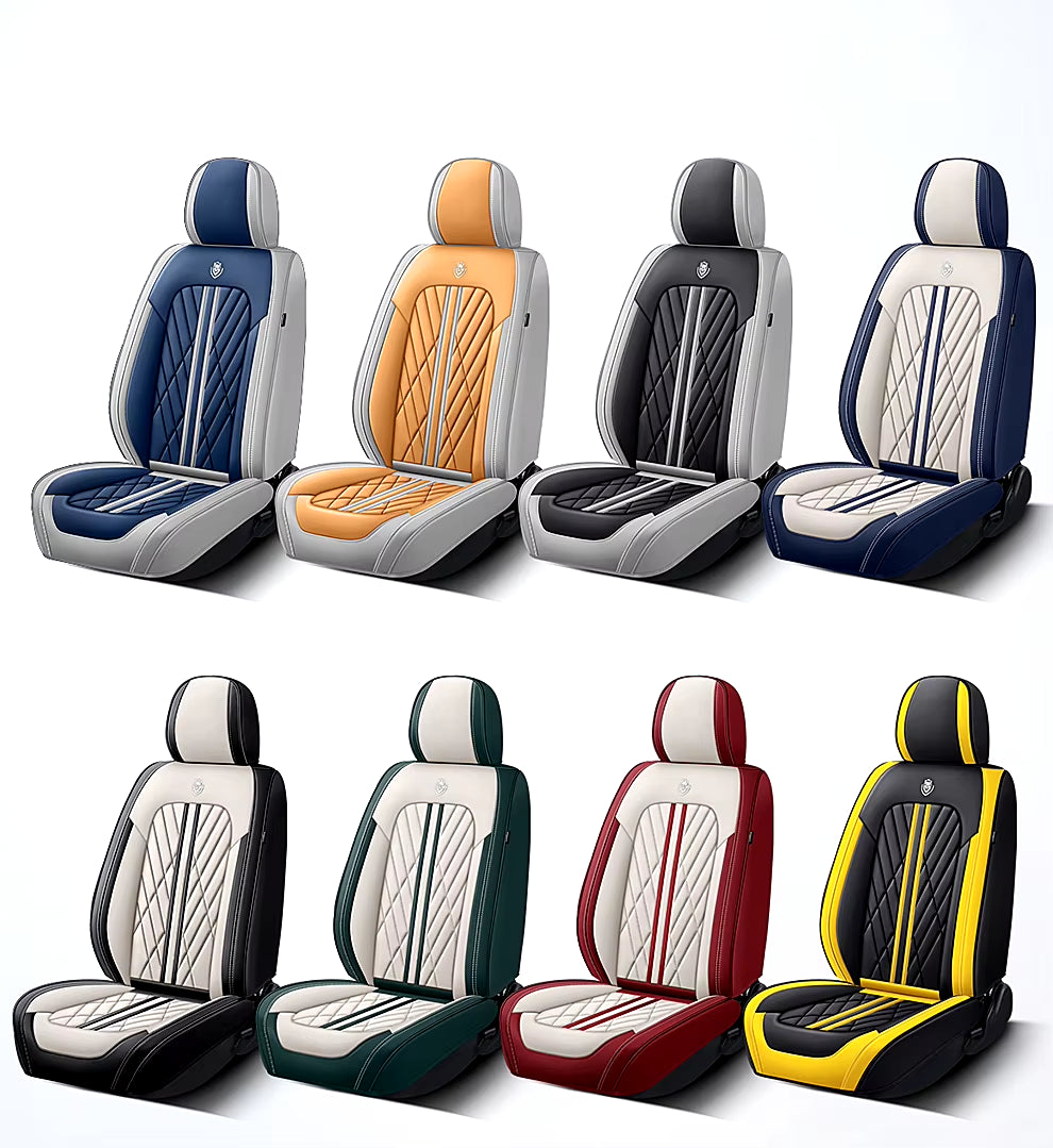 Premium Universal Leather Car Seat Covers - Full Set for Hyundai Solaris, Lancer X, Tiguan, HB20, Peugeot 508 | Stylish Auto Interior Accessories for Women