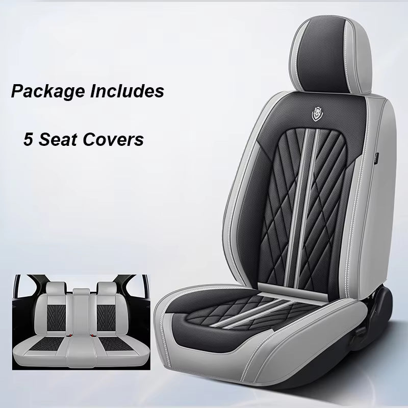 Premium Universal Leather Car Seat Covers - Full Set for Hyundai Solaris, Lancer X, Tiguan, HB20, Peugeot 508 | Stylish Auto Interior Accessories for Women