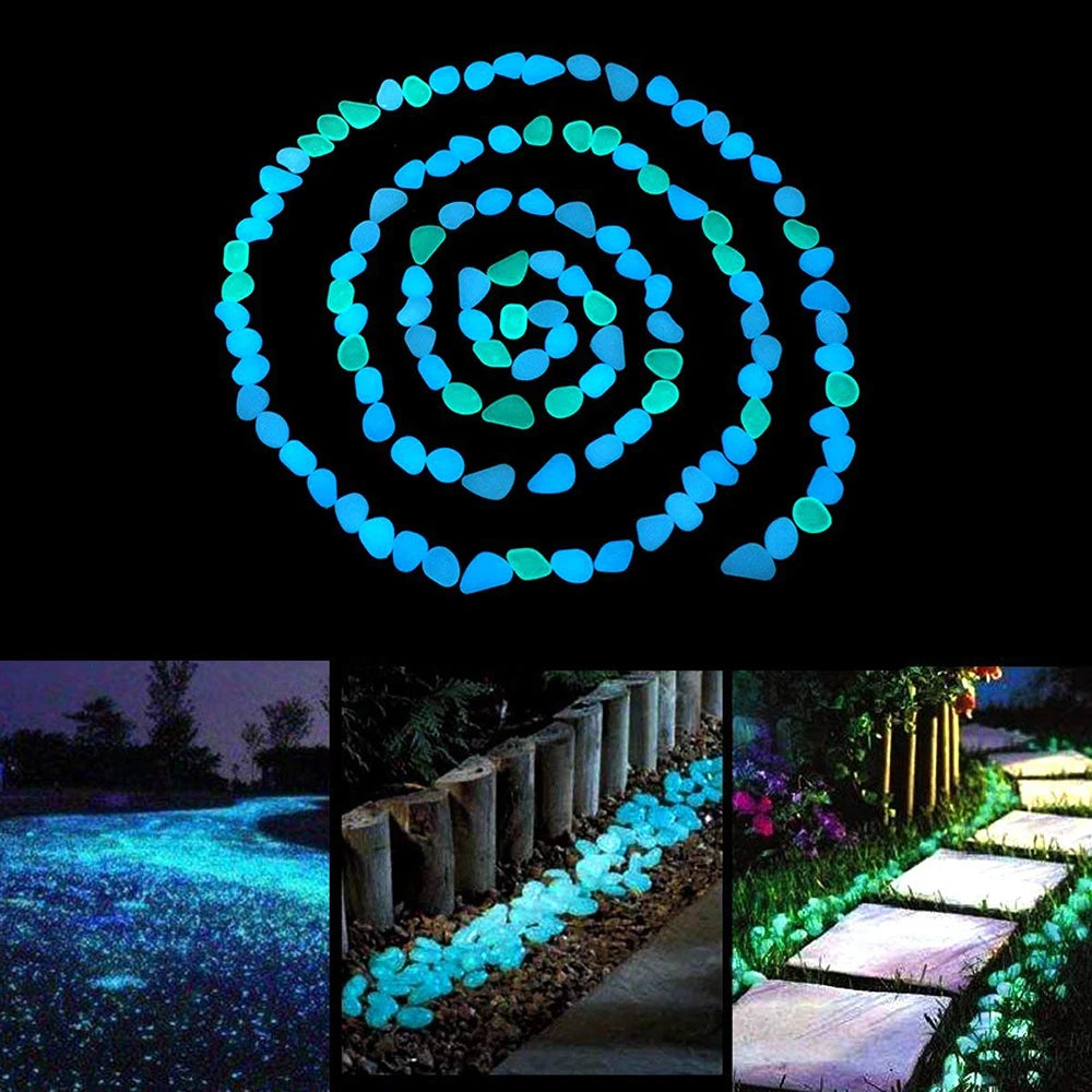 500Pcs Glow-in-the-Dark Garden Pebbles – Luminous Decorative Stones for Walkways, Fairy Gardens, and Yard Decor