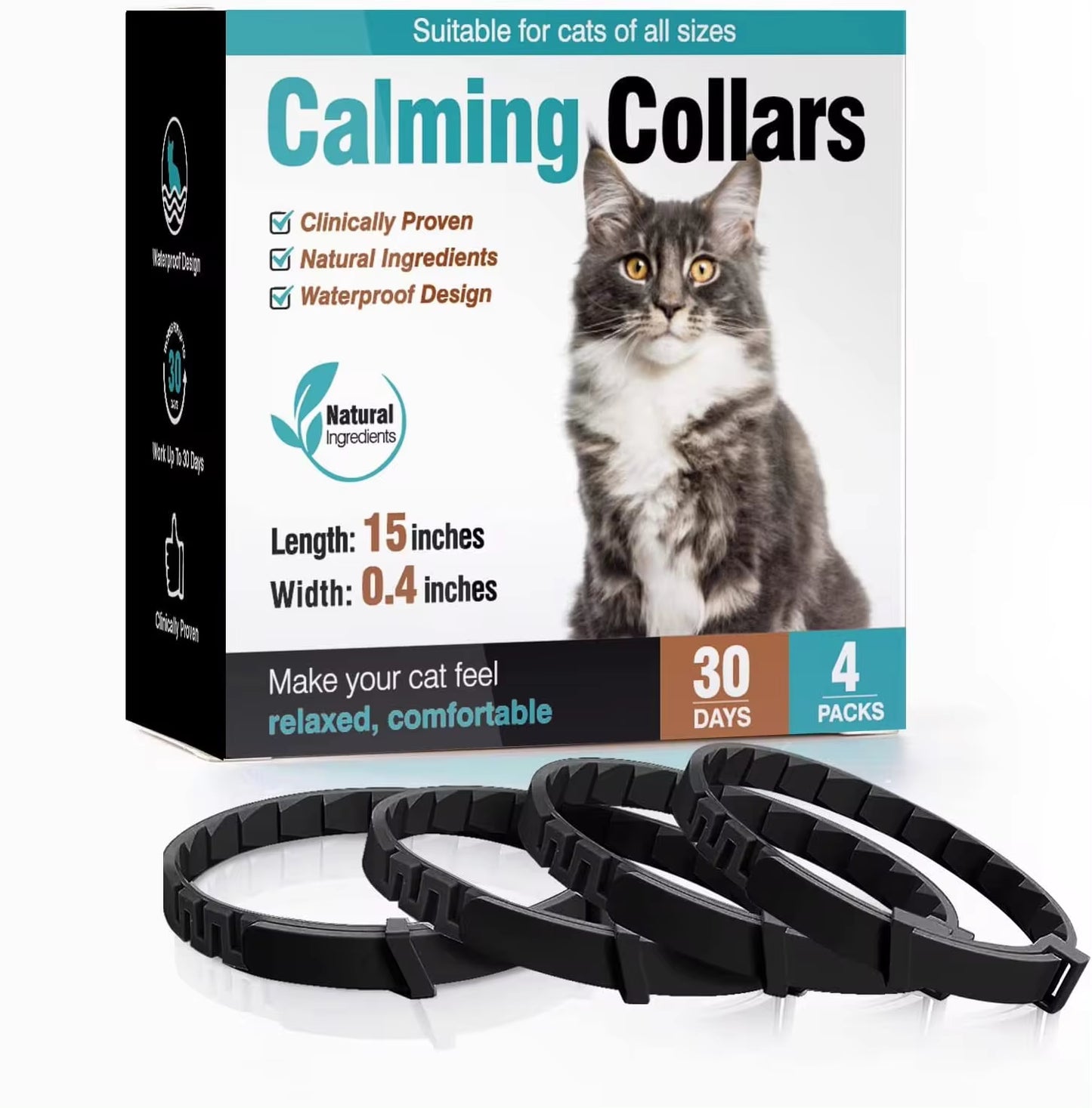 3/4 Pack Dogs Calming Pheromone Collars | Relieve Anxiety for Pets | Adjustable Comfortable Collar for Puppy, Kitten, Large Dogs