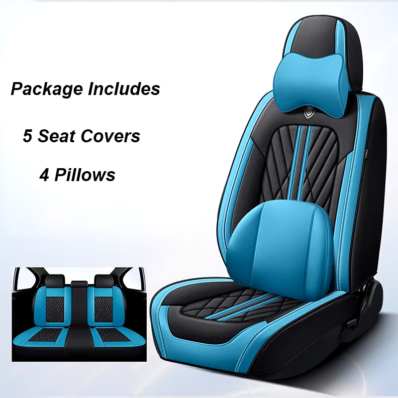 Premium Universal Leather Car Seat Covers - Full Set for Hyundai Solaris, Lancer X, Tiguan, HB20, Peugeot 508 | Stylish Auto Interior Accessories for Women