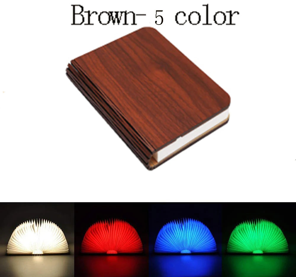 LED Foldable Book Light – Creative Wooden Rechargeable Night Lamp, Perfect Gift for Kids & Book Lovers