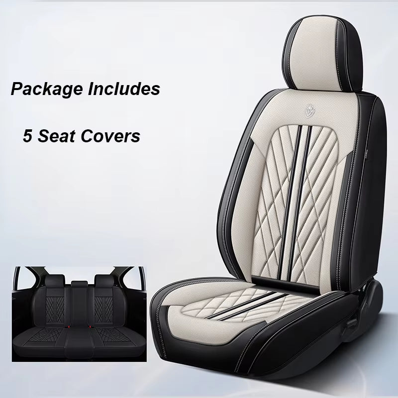 Premium Universal Leather Car Seat Covers - Full Set for Hyundai Solaris, Lancer X, Tiguan, HB20, Peugeot 508 | Stylish Auto Interior Accessories for Women