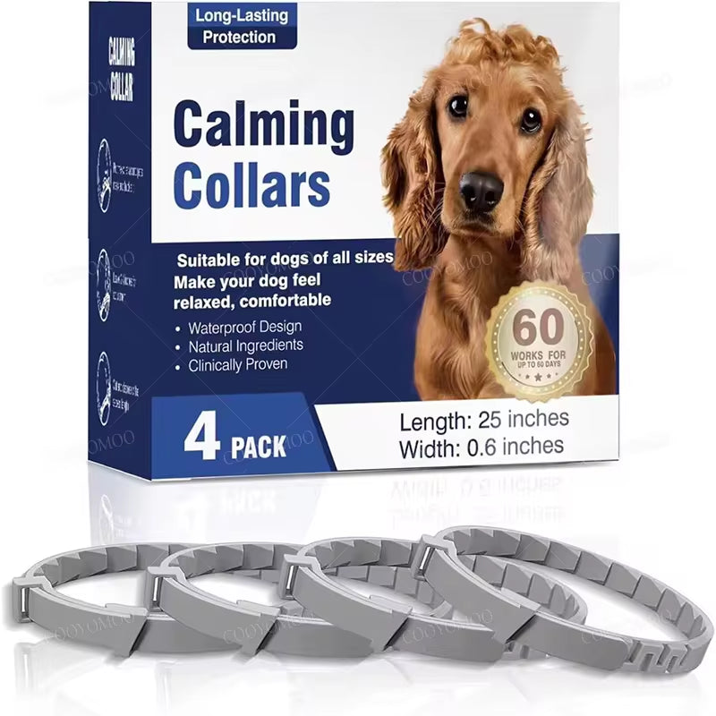 3/4 Pack Dogs Calming Pheromone Collars | Relieve Anxiety for Pets | Adjustable Comfortable Collar for Puppy, Kitten, Large Dogs