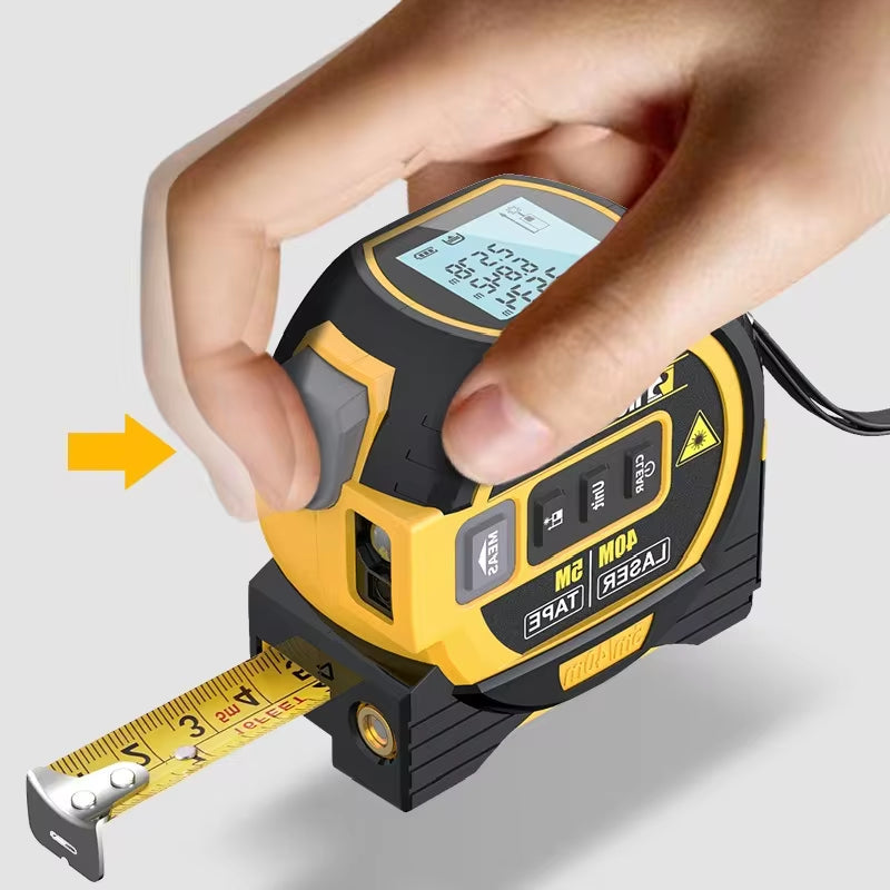 3-in-1 Laser Tape Measure | High-Precision Digital Laser Distance Rangefinder with Infrared and Cross Marking Line