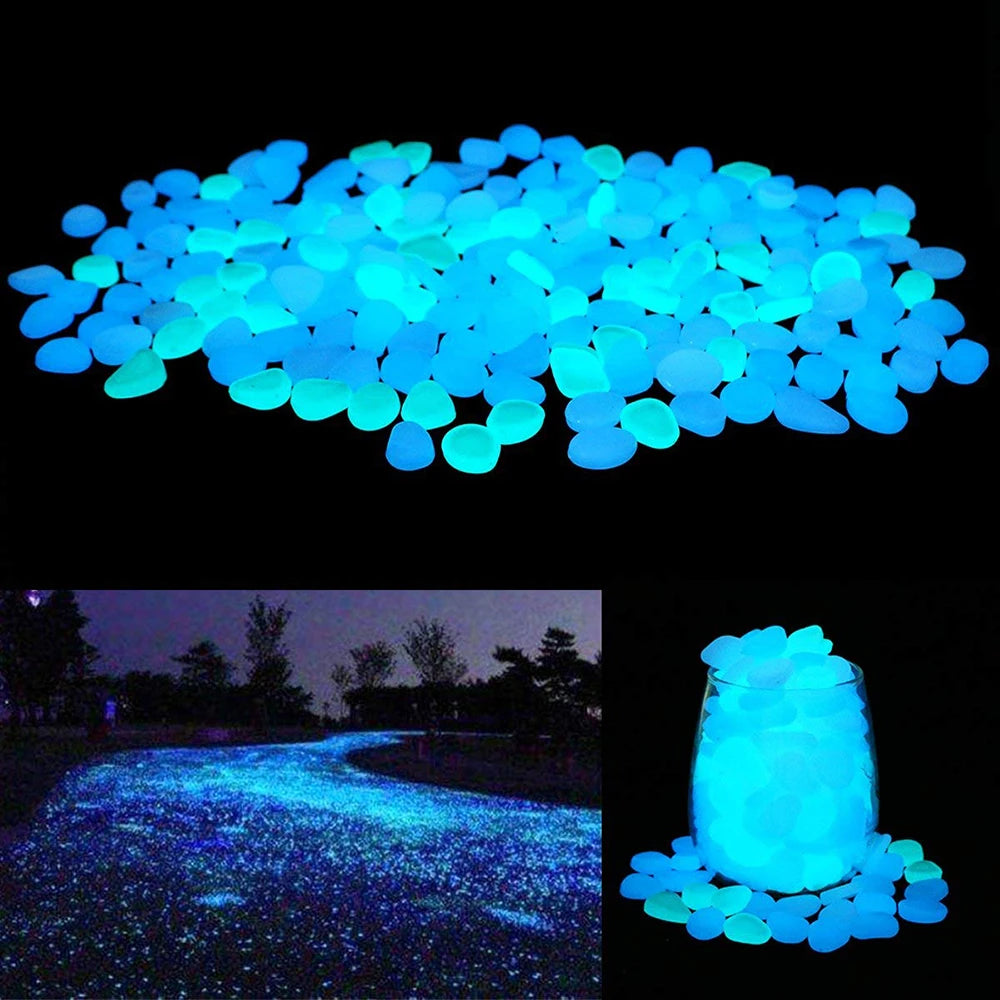 500Pcs Glow-in-the-Dark Garden Pebbles – Luminous Decorative Stones for Walkways, Fairy Gardens, and Yard Decor