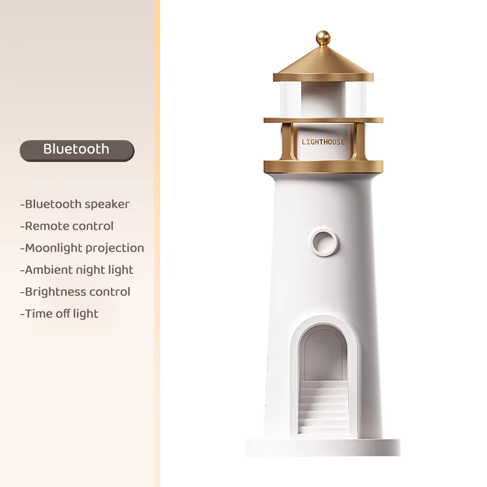 ✨ Moonlight Projection Lighthouse – Motion Sensor, Dimmable Night Lamp with Bluetooth Speaker | Relaxing Ambience, Music & Timer | Perfect Christmas & Birthday Gift!