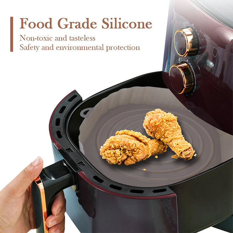 Reusable Air Fryer Silicone Pot | Non-Stick Baking Tray & Basket for Oven, Pizza, Fried Chicken & Grilling