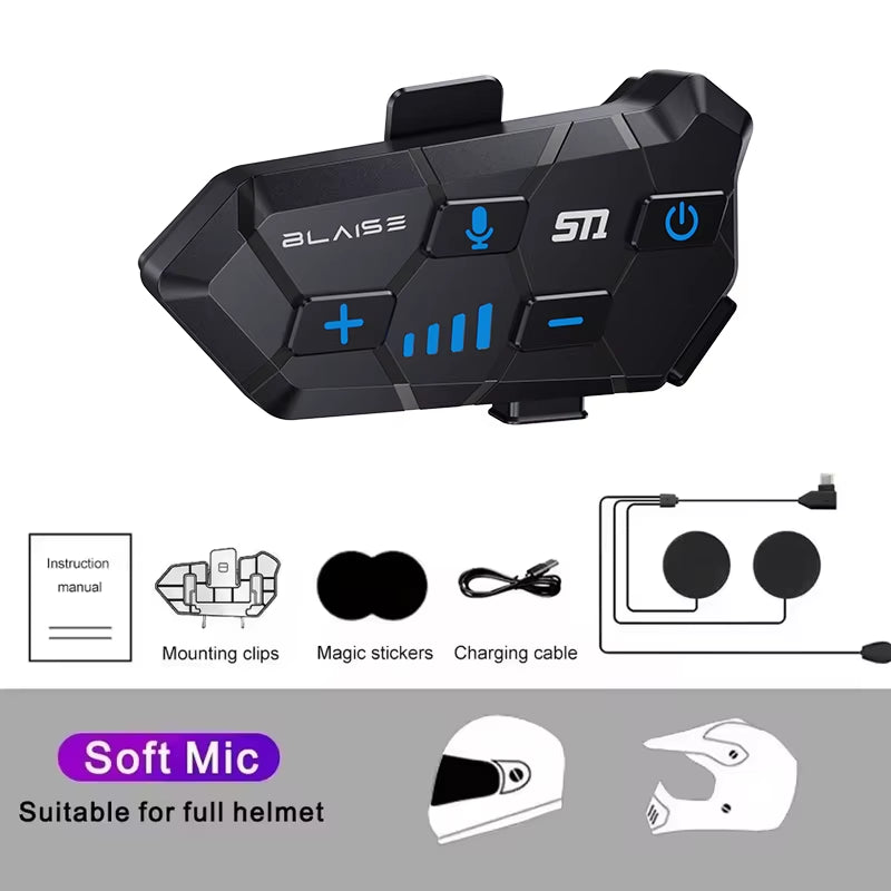 Y10 Bluetooth Motorcycle Helmet Headset – 2000mAh Long Standby, Waterproof, Hands-Free Wireless Communication