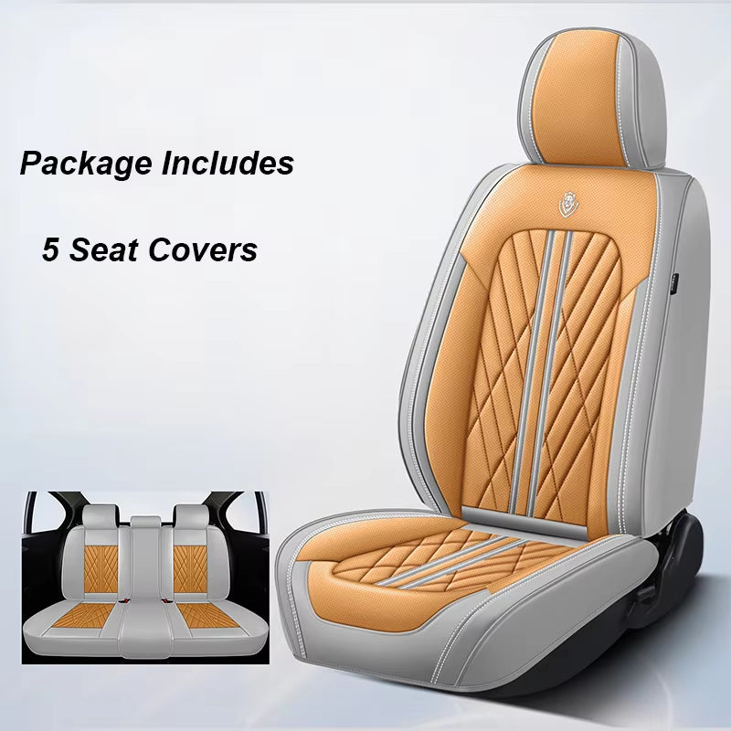 Premium Universal Leather Car Seat Covers - Full Set for Hyundai Solaris, Lancer X, Tiguan, HB20, Peugeot 508 | Stylish Auto Interior Accessories for Women