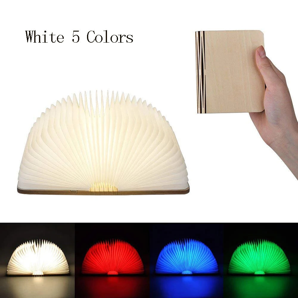 LED Foldable Book Light – Creative Wooden Rechargeable Night Lamp, Perfect Gift for Kids & Book Lovers