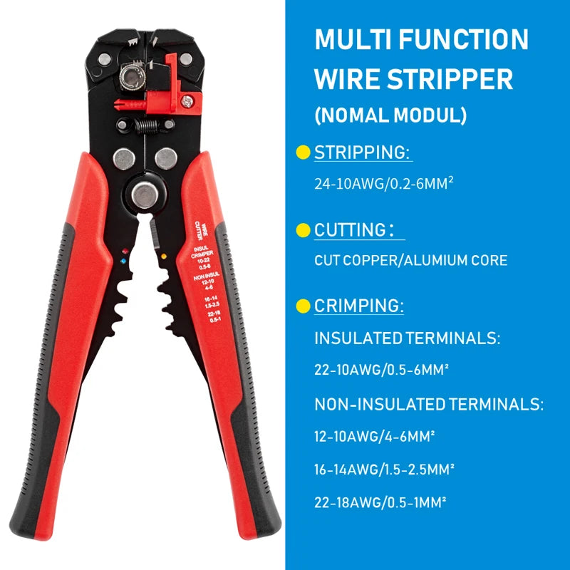 Adjustable Automatic Wire Stripper & Crimper | Multifunctional Cable Cutter & Terminal Crimping Pliers