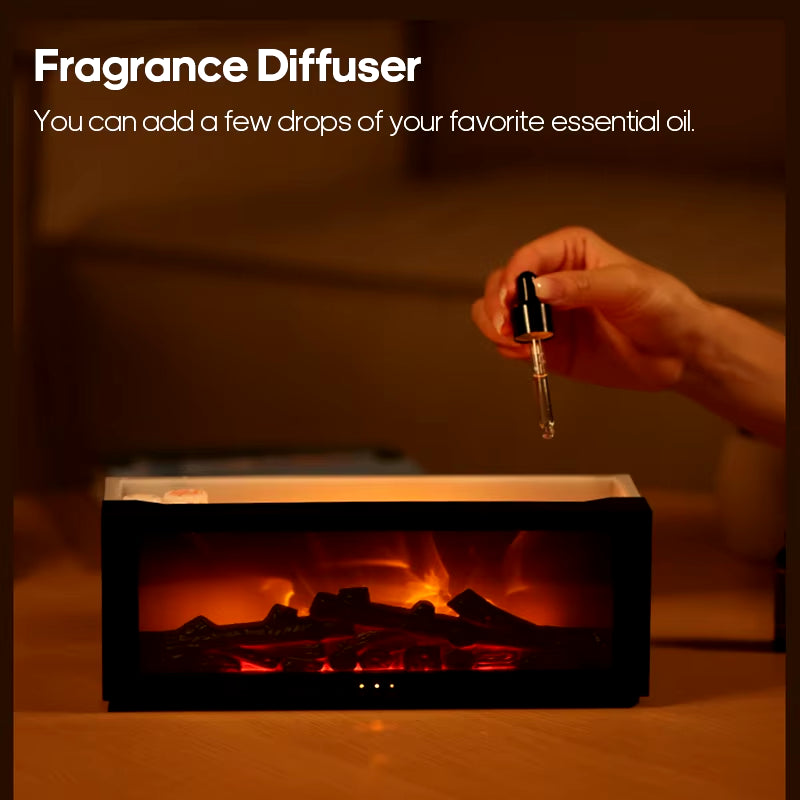 🔥 Colorful Flame Fireplace Aroma Diffuser – 150ml Waterless Air Humidifier with Remote & Timer – Cozy Ambiance for Home & Bedroom