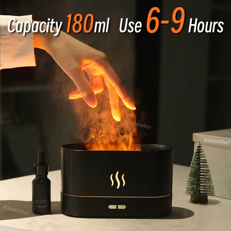 Ultrasonic Flame Aroma Diffuser – Cool Mist Humidifier & Essential Oil Diffuser with LED Light