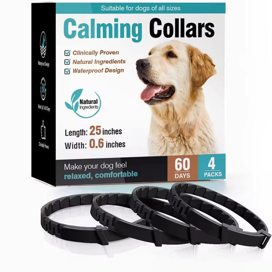 3/4 Pack Dogs Calming Pheromone Collars | Relieve Anxiety for Pets | Adjustable Comfortable Collar for Puppy, Kitten, Large Dogs