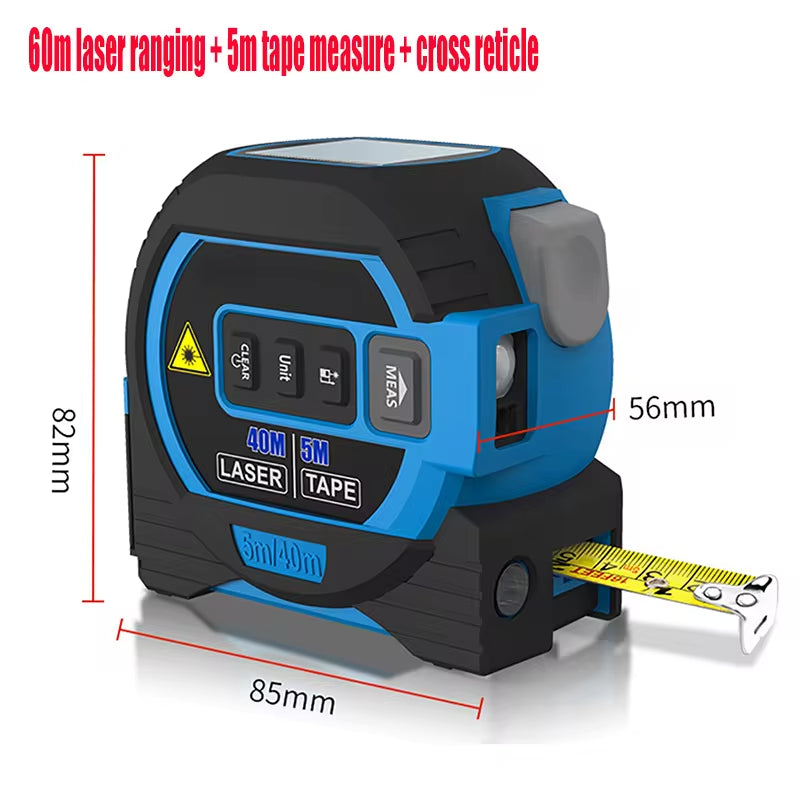 3-in-1 Laser Tape Measure | High-Precision Digital Laser Distance Rangefinder with Infrared and Cross Marking Line