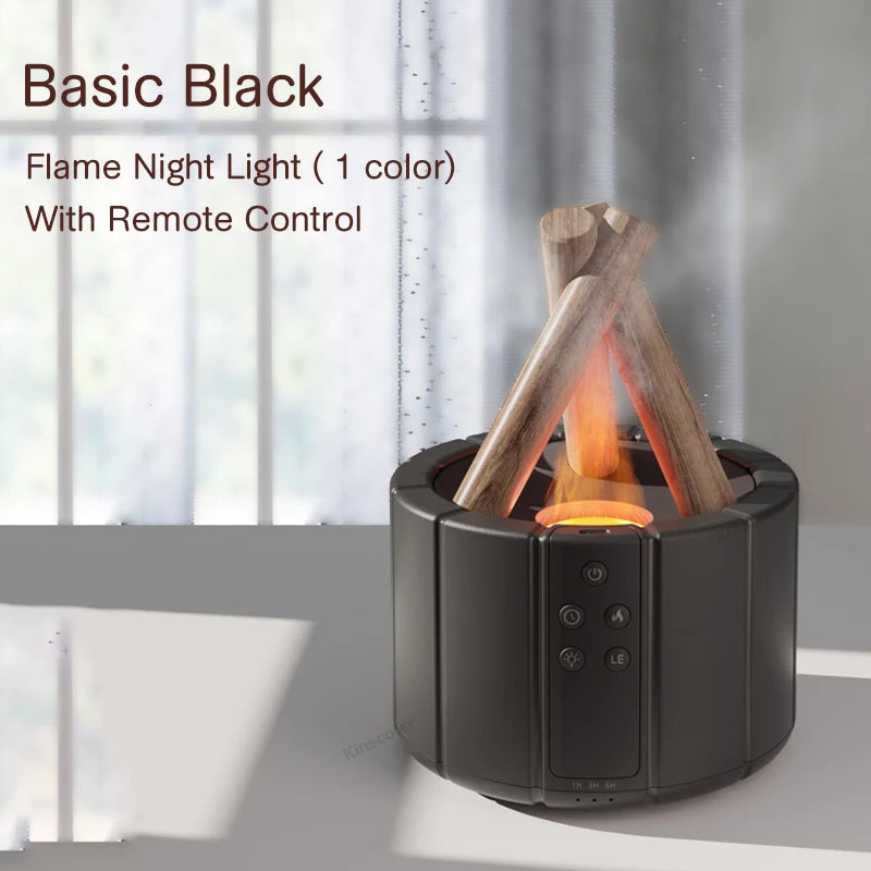 🔥 Simulated Flame Essential Oil Diffuser & Cool Mist Humidifier | Bonfire LED Night Light | Ultrasonic Aroma Fogger