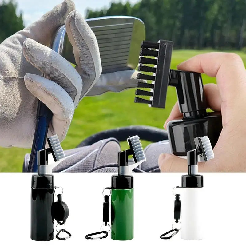 Golf Club Cleaning Brush with Press-Type Water Dispenser | Portable Golf Club Groove Cleaner with Retractable Lanyard