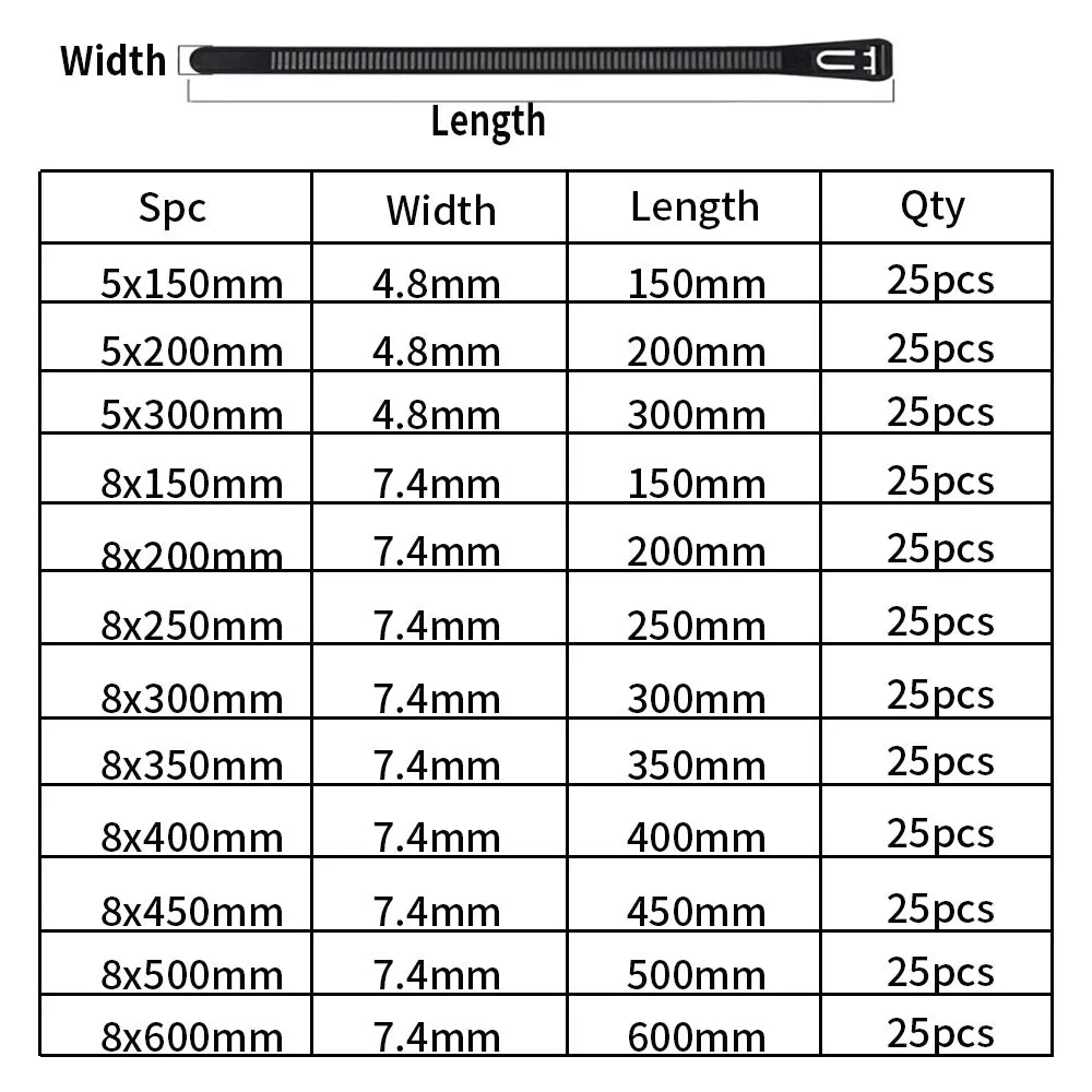 25PCS Reusable Cable Zip Ties | Adjustable & Releasable Nylon Wire Organizers – Strong & Durable