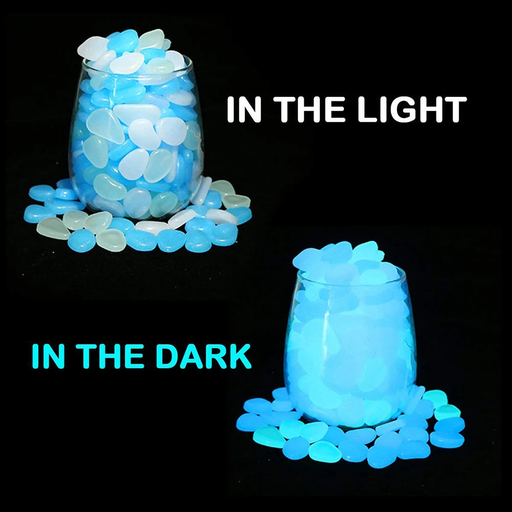 500Pcs Glow-in-the-Dark Garden Pebbles – Luminous Decorative Stones for Walkways, Fairy Gardens, and Yard Decor