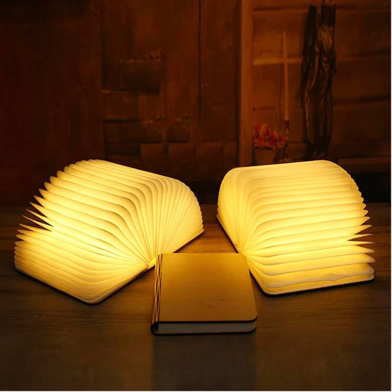 LED Foldable Book Light – Creative Wooden Rechargeable Night Lamp, Perfect Gift for Kids & Book Lovers